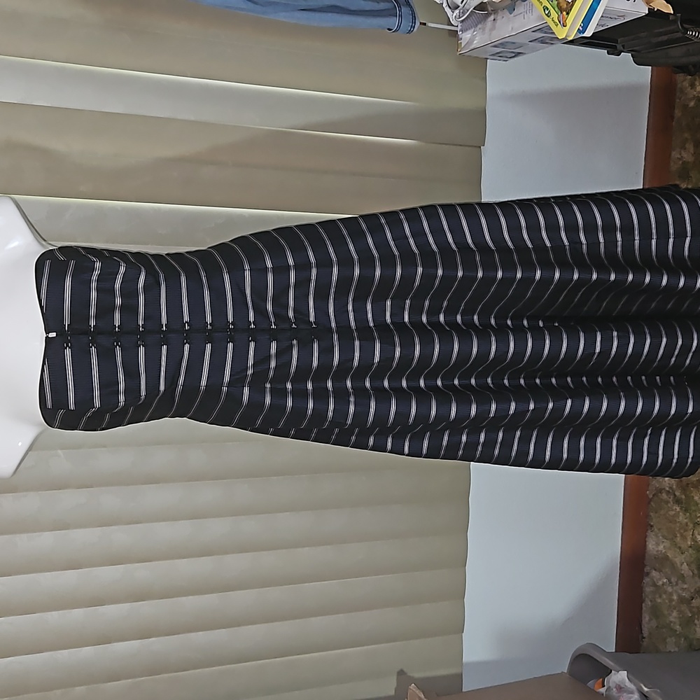 CAROL PERETZ Elegant Silk Cocktail Black/Silver/White Strapless Maxi Gown-Sz 12
